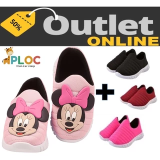 KIT 2 PARES Tênis Infantil Meia Calce Fácil Anatômico (PLOC P16 - MINNIE CARINHA LAÇO ROSA + P-26) em Oferta na Shopee