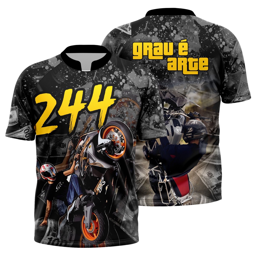 Camiseta Camisa Moto na Favela Robozão Grau É Arte 244 Dolar Ostentação ...