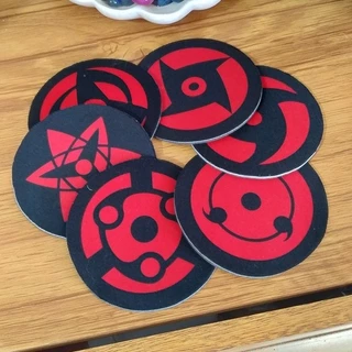 Conjunto Porta Copos Base Emborrachada Anime Naruto Sasuke Itachi Uchiha Sharingan