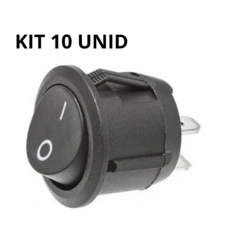 Kit 10x Botão Tic Tac Redondo Preto Chave Liga Desliga Tech One