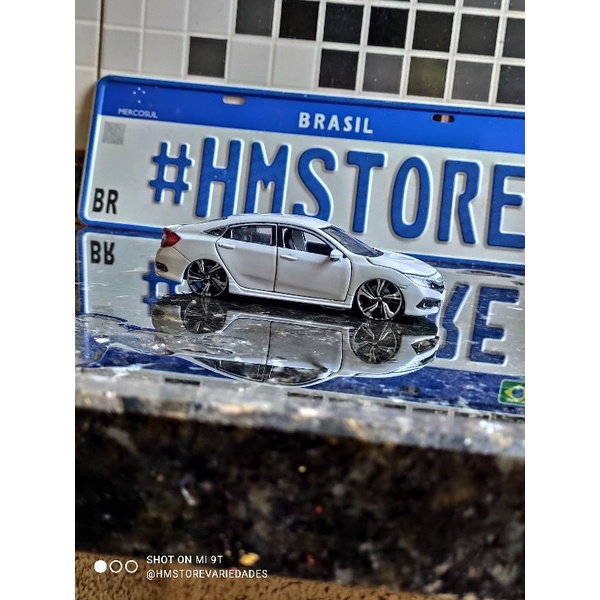 MINIATURA CIVIC BRANCO CUSTOMIZADO REBAIXADO