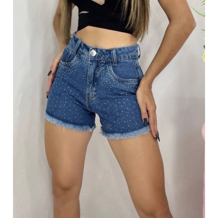 Short jeans 2024 com brilho