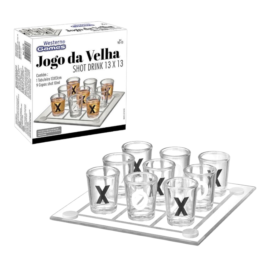 Jogo Da Velha Shot Drink Vidro 9 Copos 10 Ml Festa Amigos - Clink