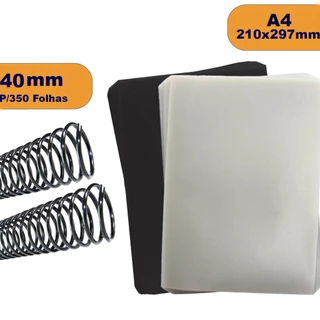 Kit Capa P/Encadernacao C/100 A4 (210x297mm) + Espiral De 40mm P/350 Folhas em Oferta na Shopee