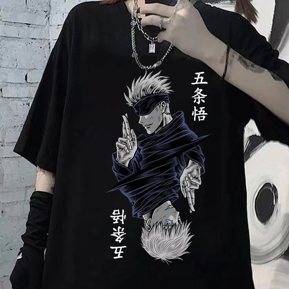 Camiseta Basica Camisa Satoru Gojo Face Senpai Jujutsu Kaisen Anime