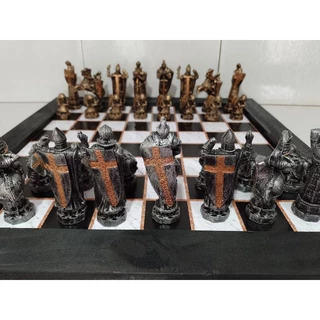 jogo de xadrez temático medieval Bruxo mod 2,32 peças tabuleiro de madeira de pinos