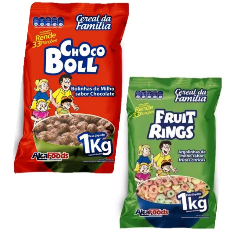 Kit cereal Fruit Rings 1kg e Chocoboll 1kg Shopee Brasil