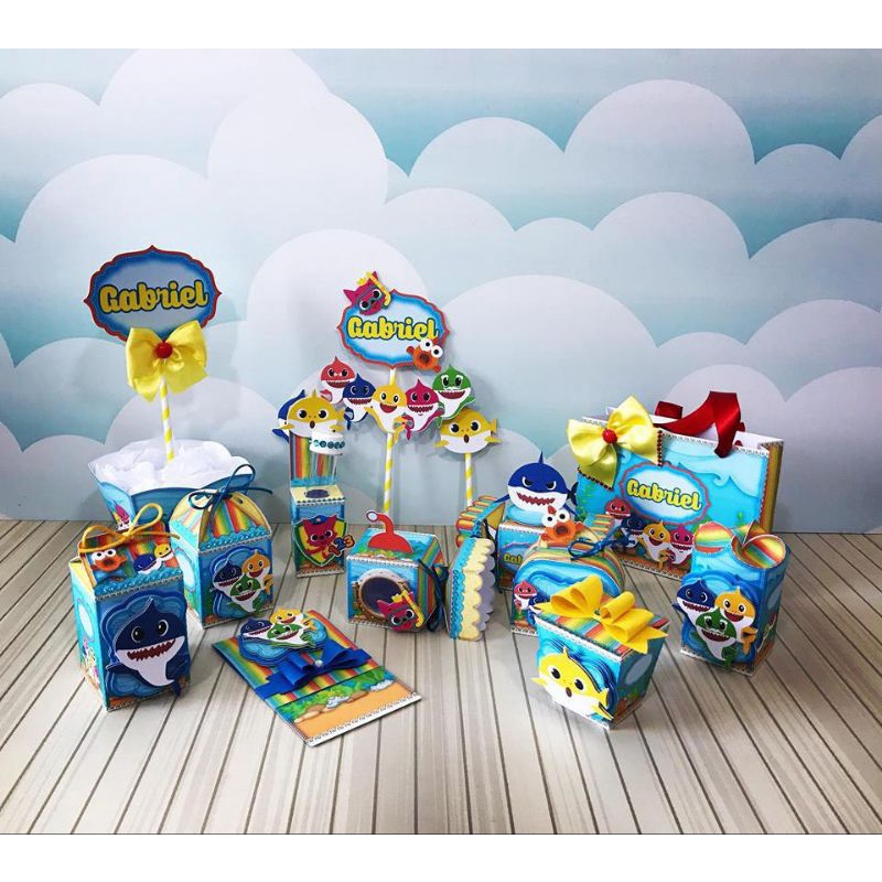 Kit festa baby shark personalizados - Baby shark | Shopee Brasil