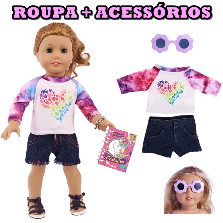 Roupa Boneca Barbie Kit 52 Acessórios Sapatos Óculos Vestido