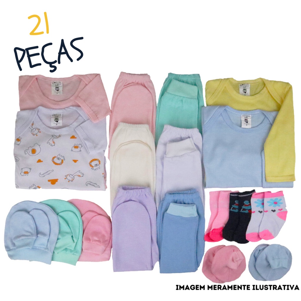 Kit 21 Pçs Maternidade Roupa De Bebê Menina E Menino
