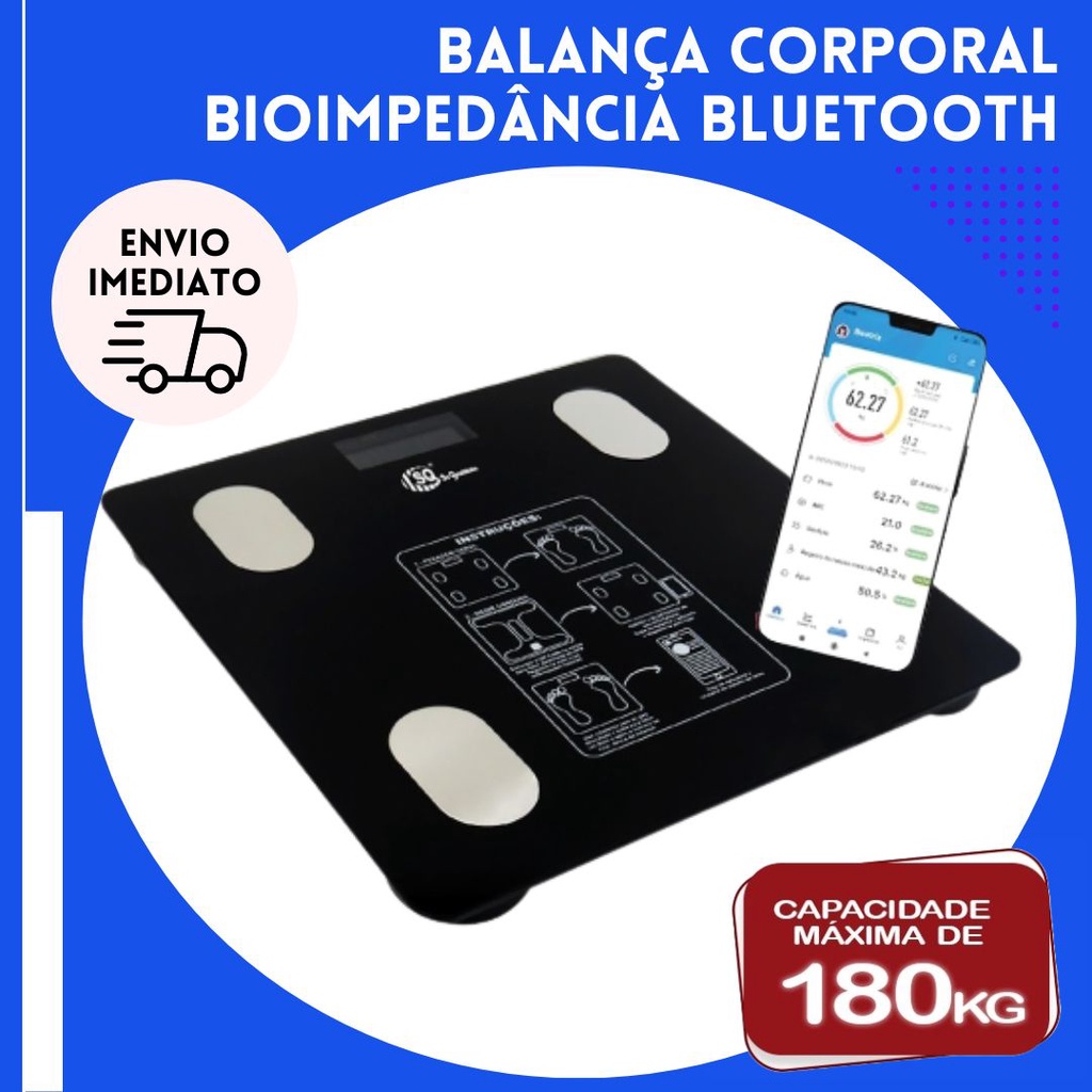 Balança Digital Corporal Bioimpedancia Aplicativo Bluetooth | Shopee Brasil
