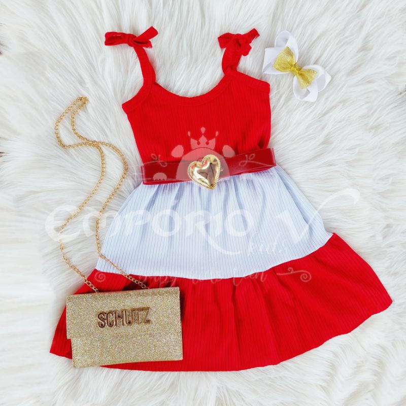 Calças de dia meninas bonitas manga longa dia dos namorados conjunto  elegante top roupas e conjunto infantil vestido branco (vermelho, 1-2 anos)