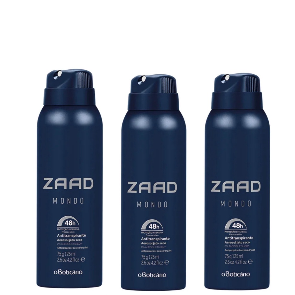 Desodorante Antitranspirante Aerosol Zaad Mondo 75g 125ml 3 Unidades