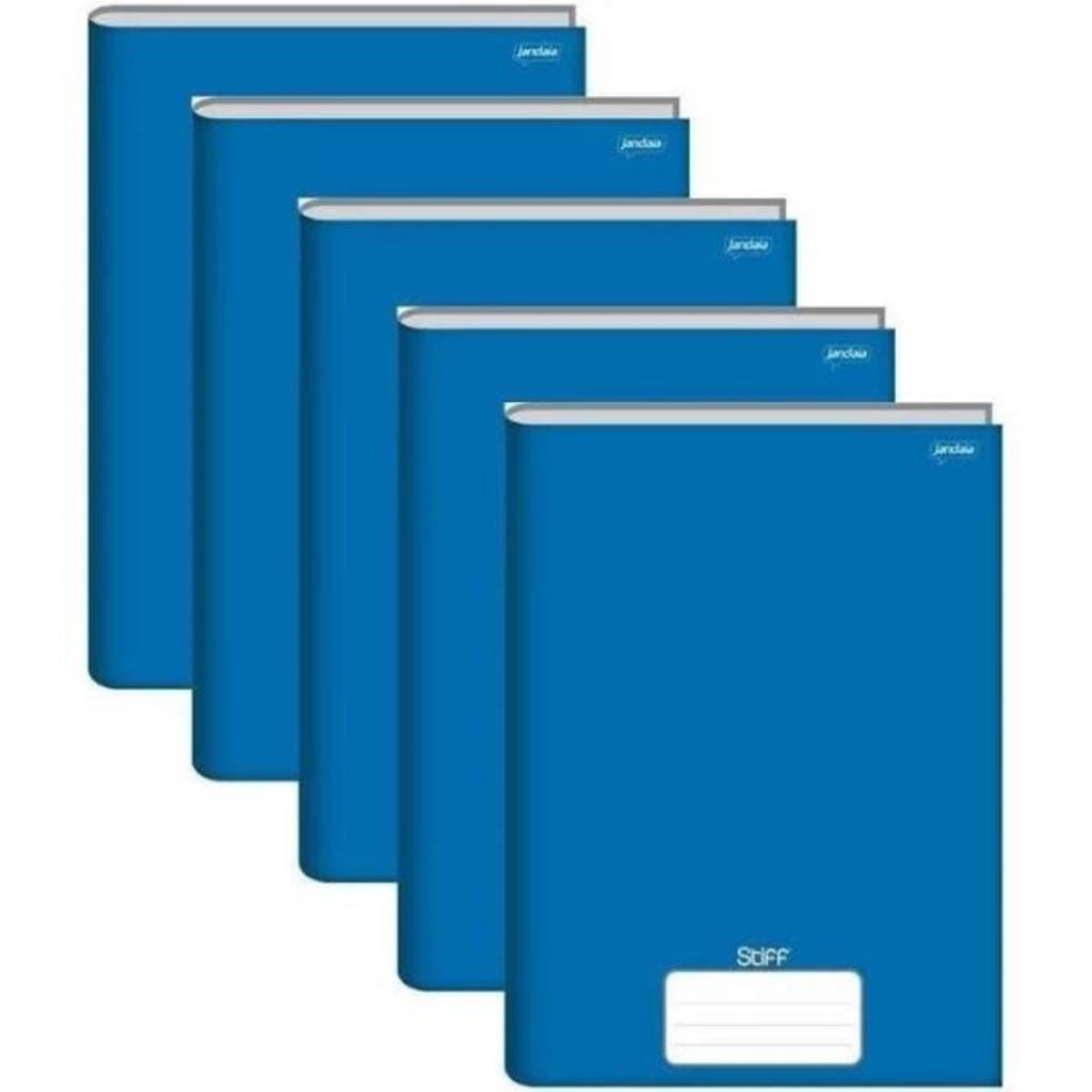 Kit C/5 Caderno Brochura Pequeno Capa Dura Azul 140 X 200 Mm 96fls