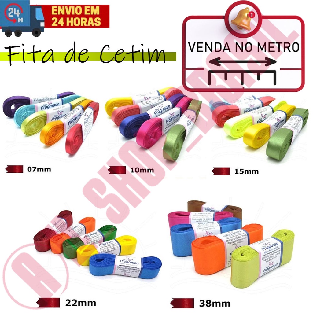 Fita de Cetim Progresso - Varios Tamanhos - VENDA NO METRO | Shopee Brasil