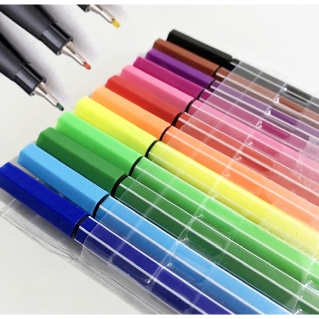 Kit 6/12 /24 cores Canetas Fine Line Ponta Fina Tipo Stabilo Estampa Colorido 0.4mm Promo