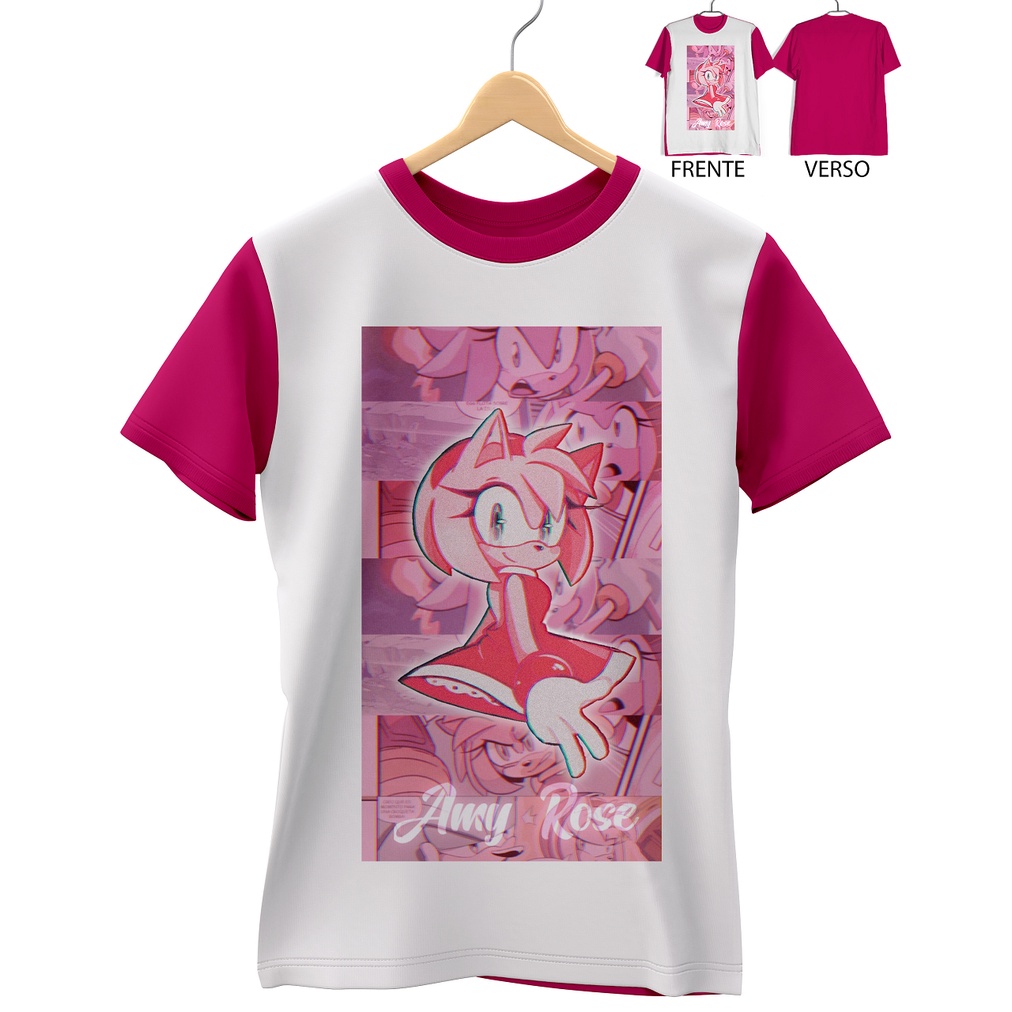 Camiseta unissex adulto Sonic personalizado Amy Rose ar01 Shopee