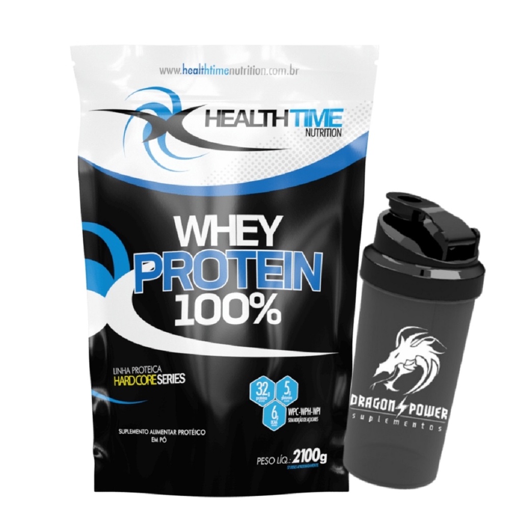 Whey Protein 100% 2100Kg – Healthtime Coqueteleira de 600ml