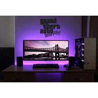 Quadro Gamer Decorativo Letreiro GTA Pc Gamer 40x15cm