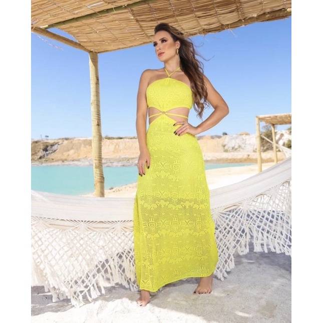 Vestido de best sale trico amarelo