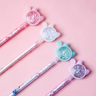 Kit de 4/8/12/24 Canetas Gel ponta fina formado Gato Com Glitter