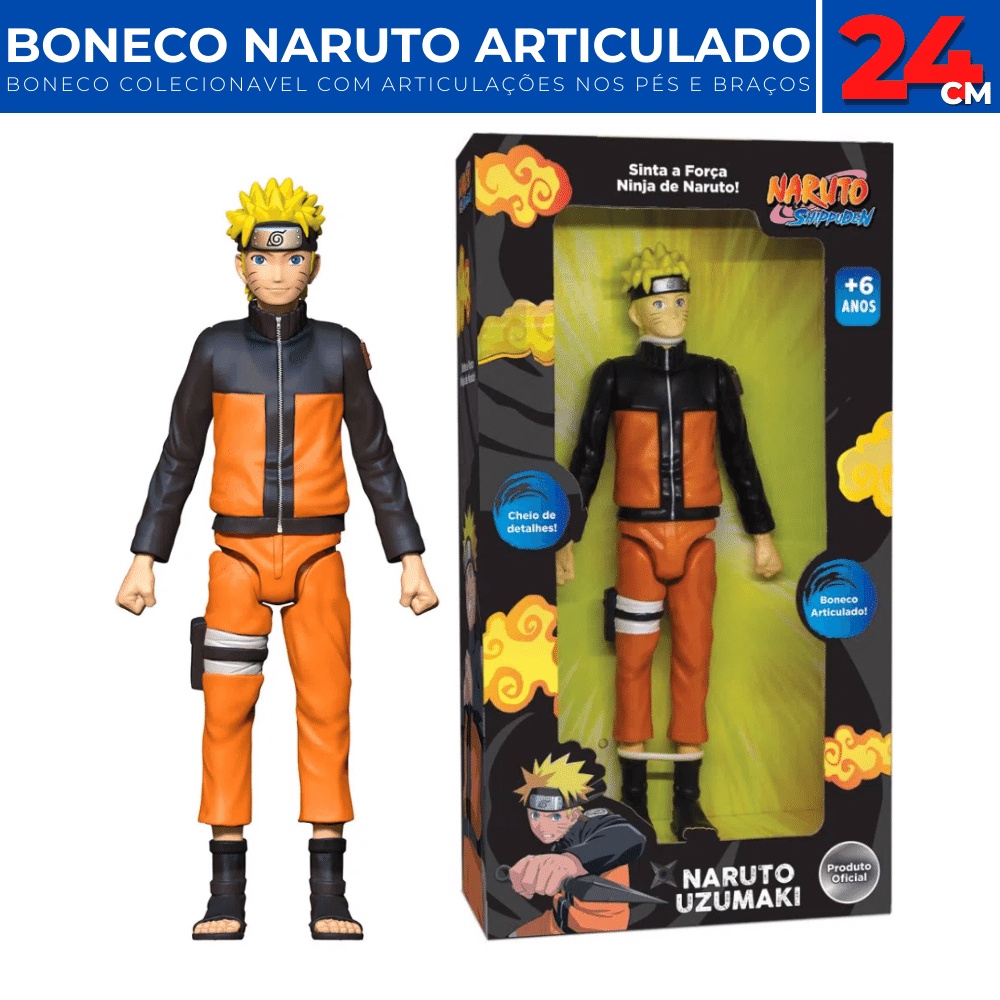 Boneco Naruto Uzumaki Naruto Shippuden Articulado 24cm Elka