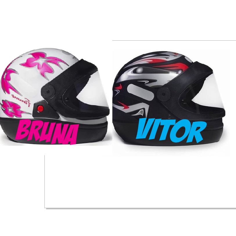 1 ADESIVO NOME PERSONALIZADO PARA CAPACETE AZUL OU ROSA | Shopee Brasil