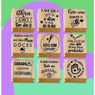 CARIMBOS tema CONFEITARIA/DOCES para SACOLAS TAGS CAIXAS 4X4CM