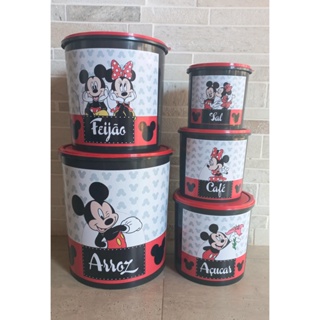 kit Decopados para mantimentos/conservador Mickey/Minie preto - 5 pçs