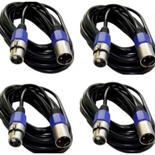 Kit 4 cabos Microfone Xlr canon Balanceado Macho Fêmea 5 M