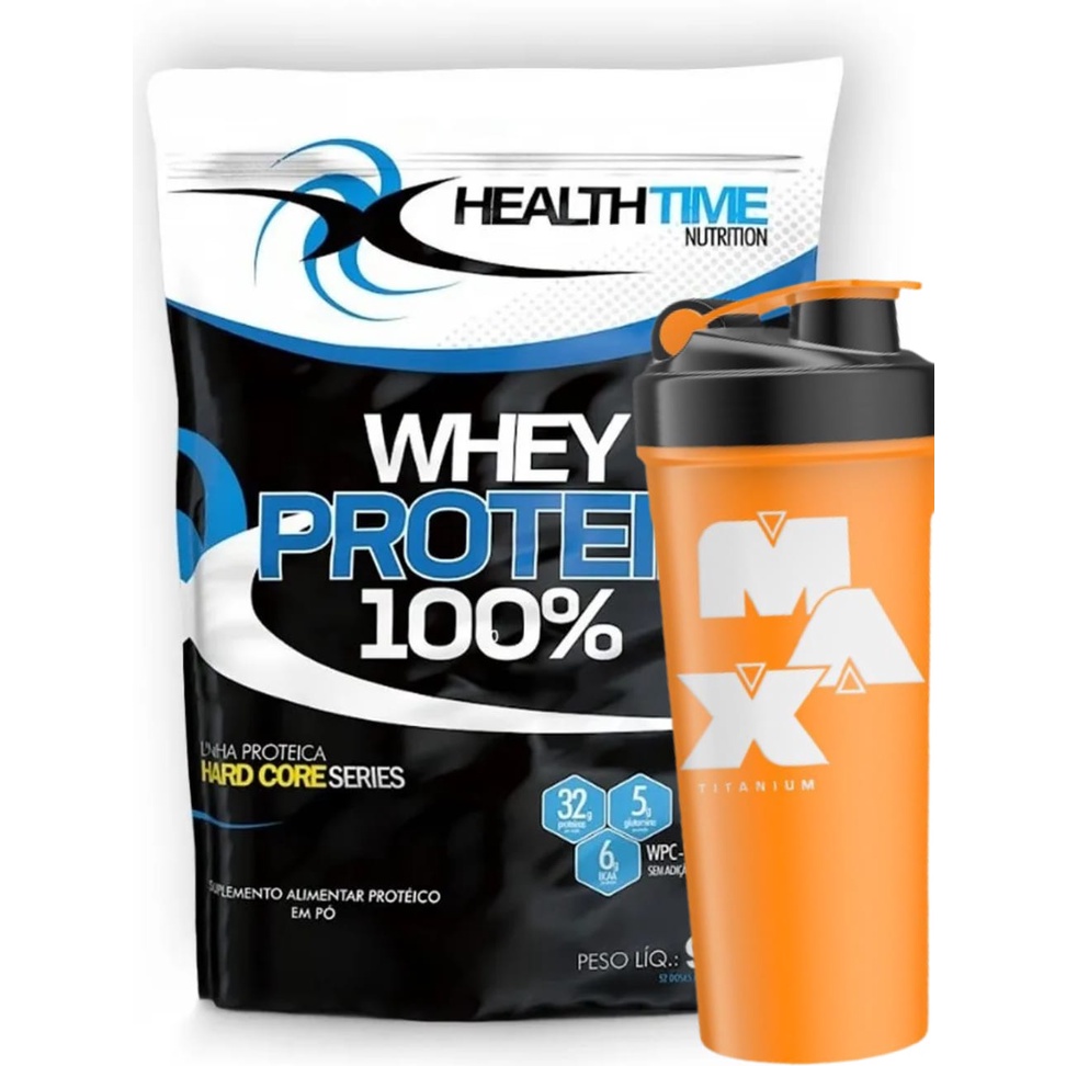 Kit Whey Protein 900 health time + coqueteleira cores