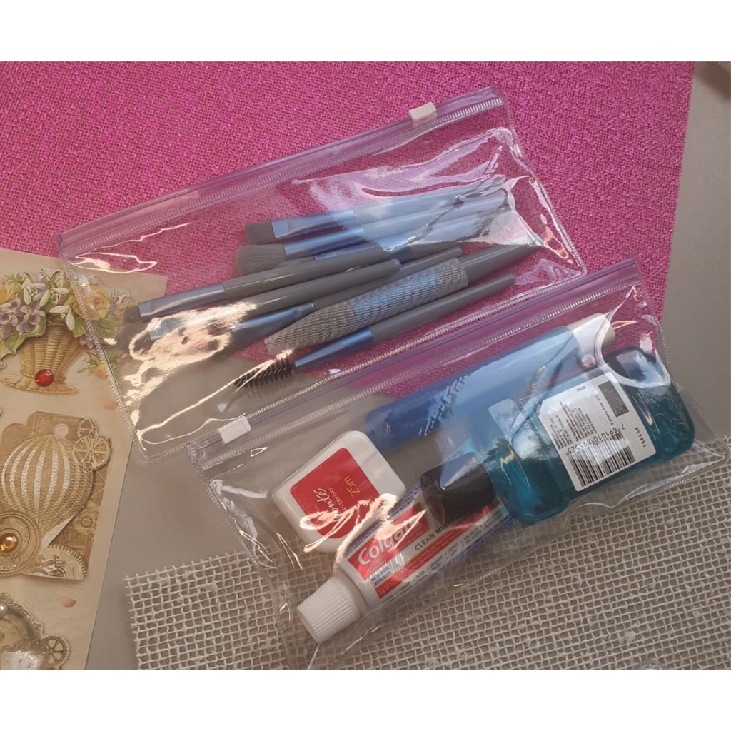 Estojo zip transparente envelope para Kit 24 x 8,5