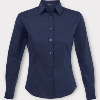 Camisa camisete manga longa feminina blusa azul marinho social .