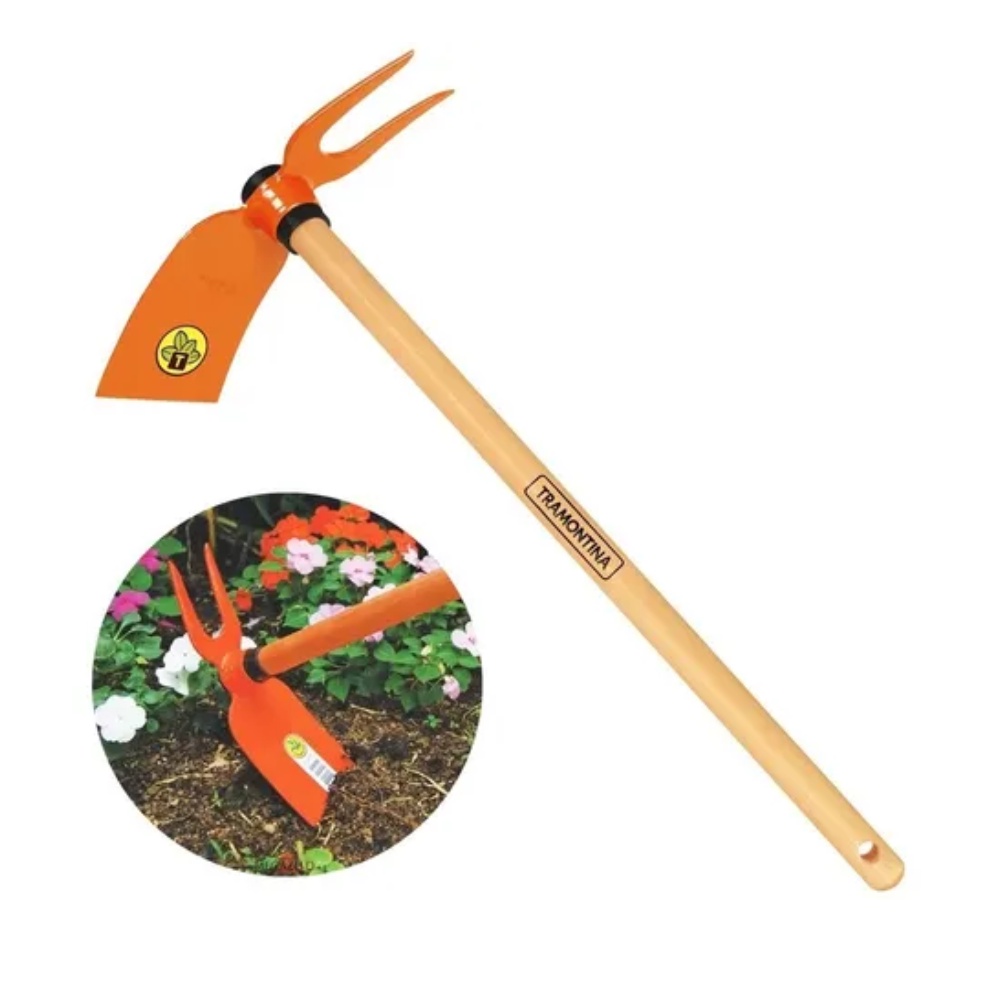 Sacho Enxada Duas Pontas Tramontina Aço Cabo De Madeira | Shopee Brasil