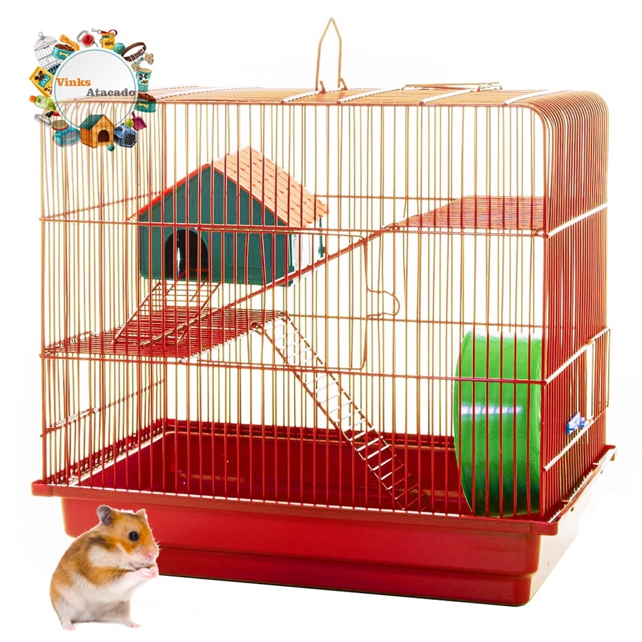 Gaiola 3 Andares Para Hamster Ramster Chines Topolino Cor Vermelho | Shopee  Brasil