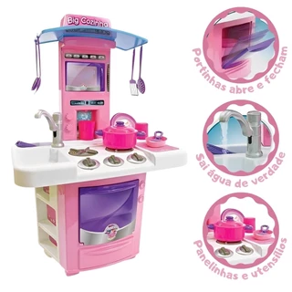 Cozinha De Brinquedo Infantil Big Star Com Acessórios Panelinhas Para Crianças