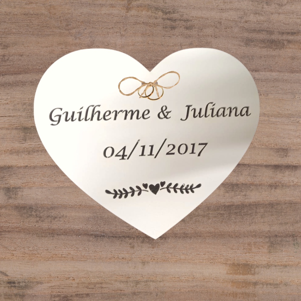 Porta Aliança para casamento personalizado em Mdf Nomes dos Noivos