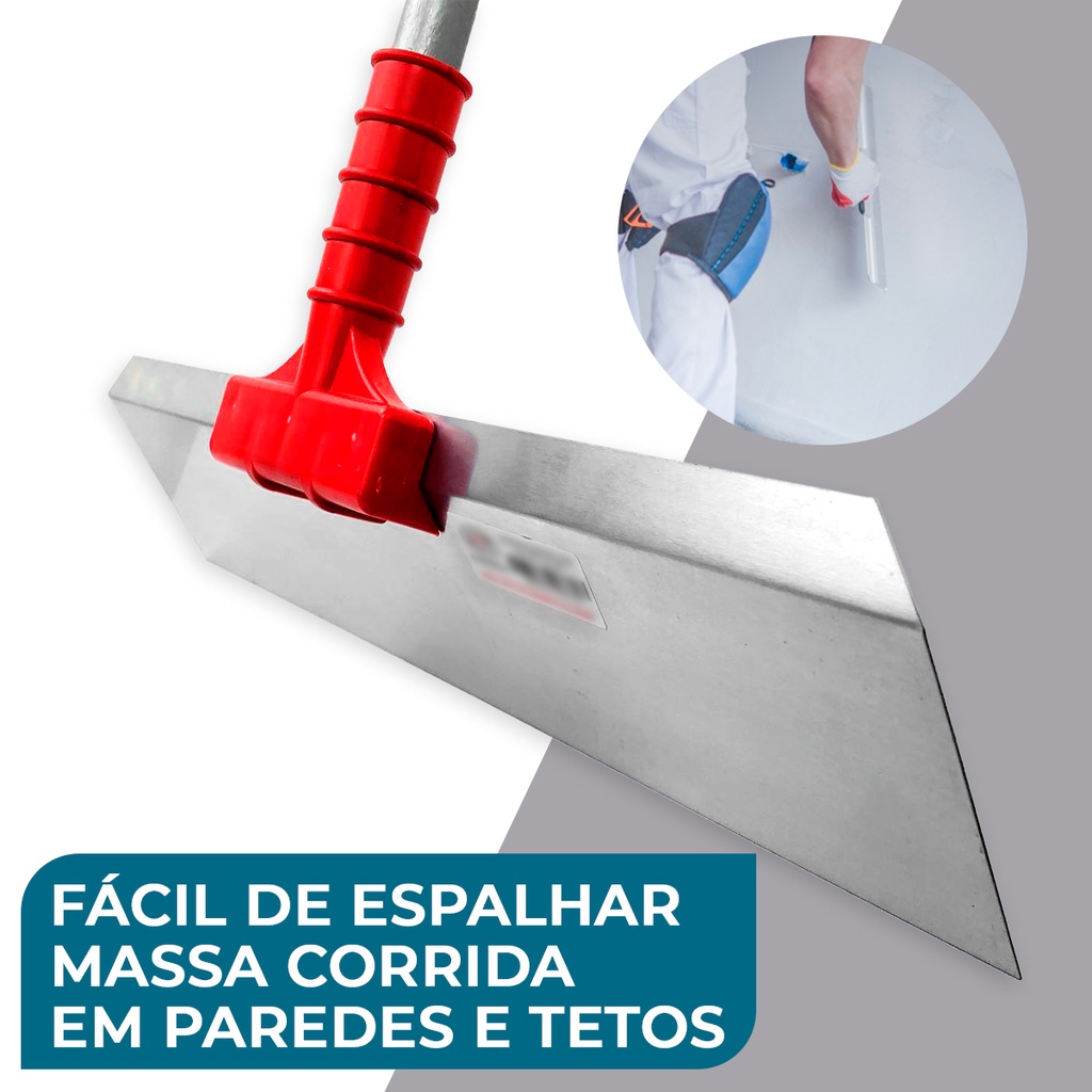 Desempenadeira de Aço Rodo Lisa 48x12cm C/ Sup. Universal Para Massa ...