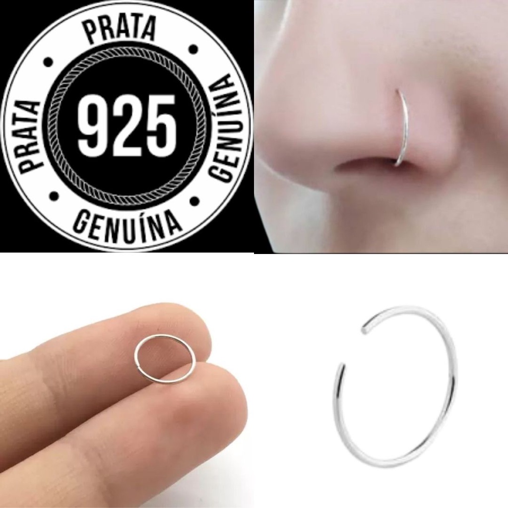 Piercing Argola Lisa em Prata Nariz Cartilagem