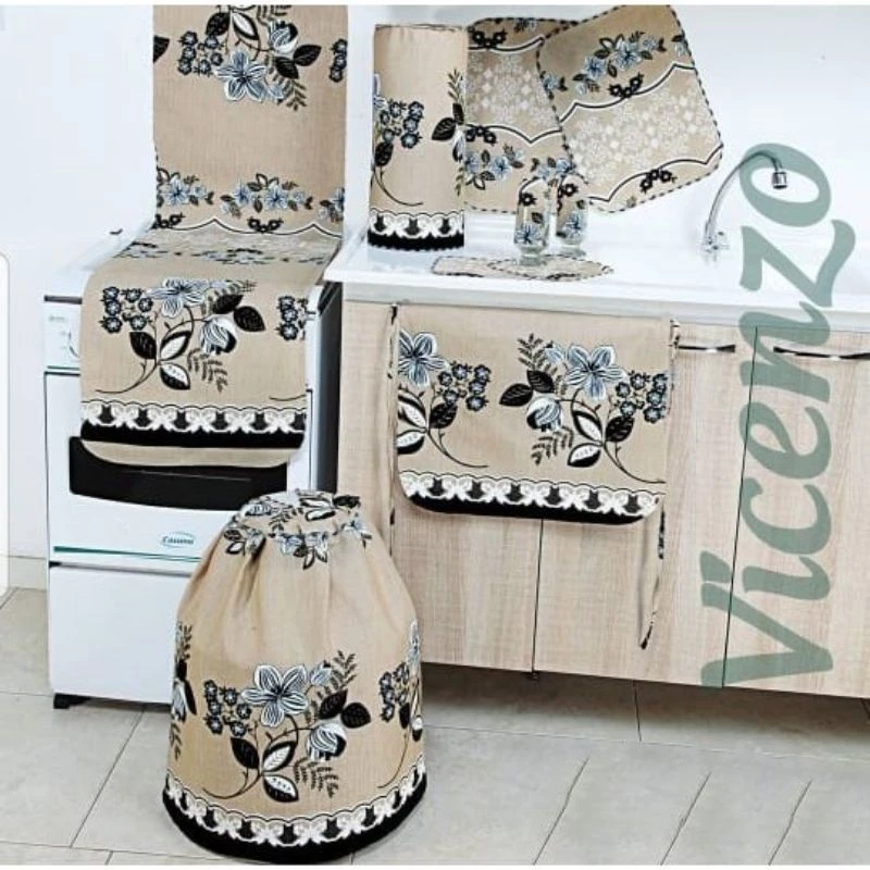 Jogo De Cozinha Kit Com 10 peças Estampadas Vicenzo