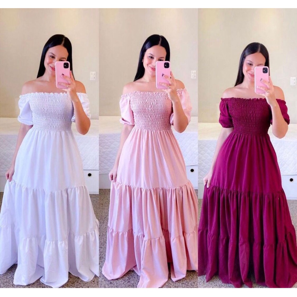 Vestido longo branco pra formatura casamento festas moda evangelica chá de baby