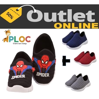 KIT 2 PARES TÊNIS Infantil Meia Calce Fácil Leve Flexível Confortável Anatômico PLOC P07 - SPIDER PRETO + P-26 BORDADO em Oferta na Shopee