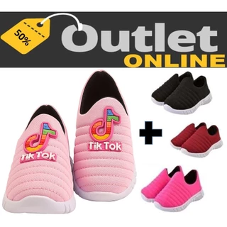 KIT 2 PARES Tênis Infantil Calce Fácil Confortável Anatômico (PLOC P58 - TIKTOK ROSA + P-26 BORDADO) em Oferta na Shopee