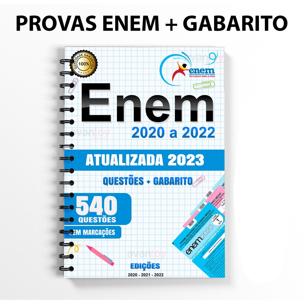 Apostila Enem 2023 Provas Anteriores 2020 a 2022 + Gabarito Shopee Brasil