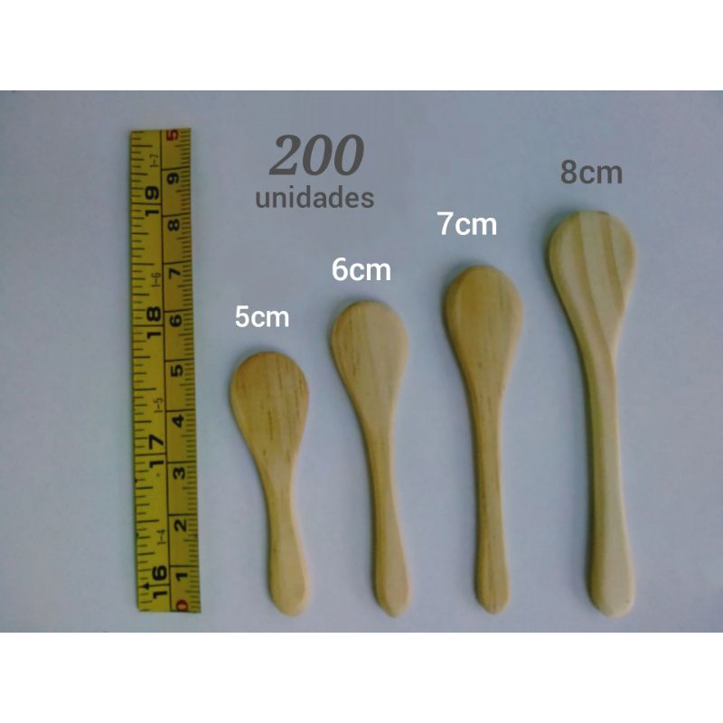 Mini colher de madeira/pau - 8cm - 200 unidades - ideal para potes de ...