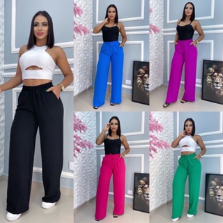 Calça pantalona tecido duna moda feminina moda verão 2023