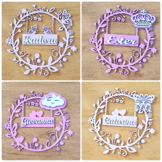 Guirlanda porta maternidade mdf personalizada em Oferta na Shopee