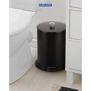 Lixeira Banheiro Cesto Poliestireno Cozinha De Luxo 5 Litros Preto