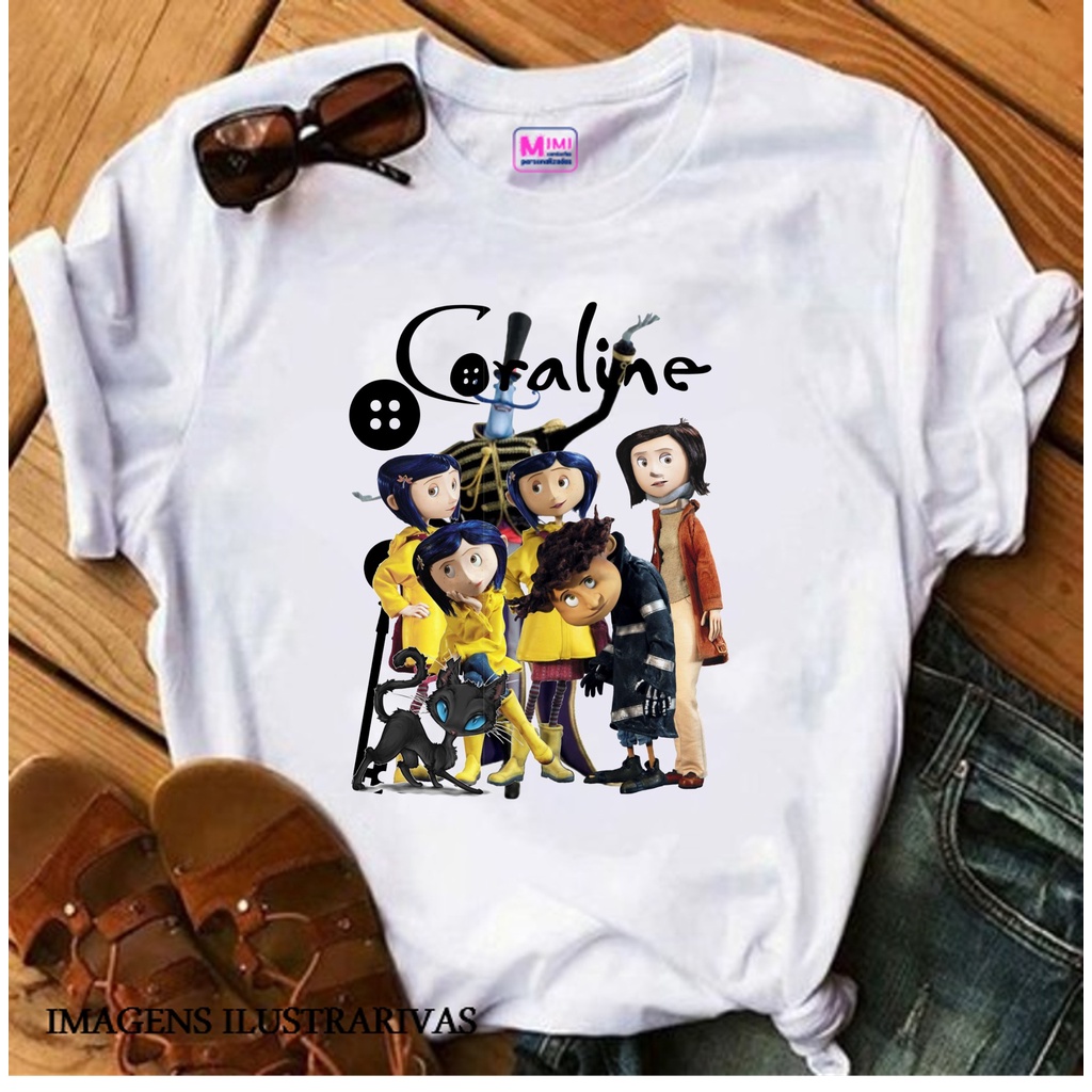 Camiseta Tshirt Feminina Personalizada - Coraline | Shopee Brasil
