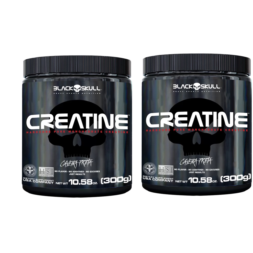 2x Creatina Monohidratada Pura 300g Blackskull Pote